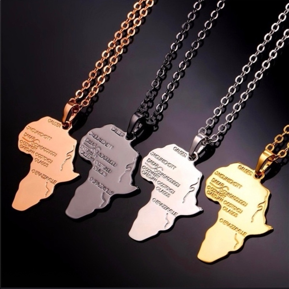 Stainless Steel African Map Necklace